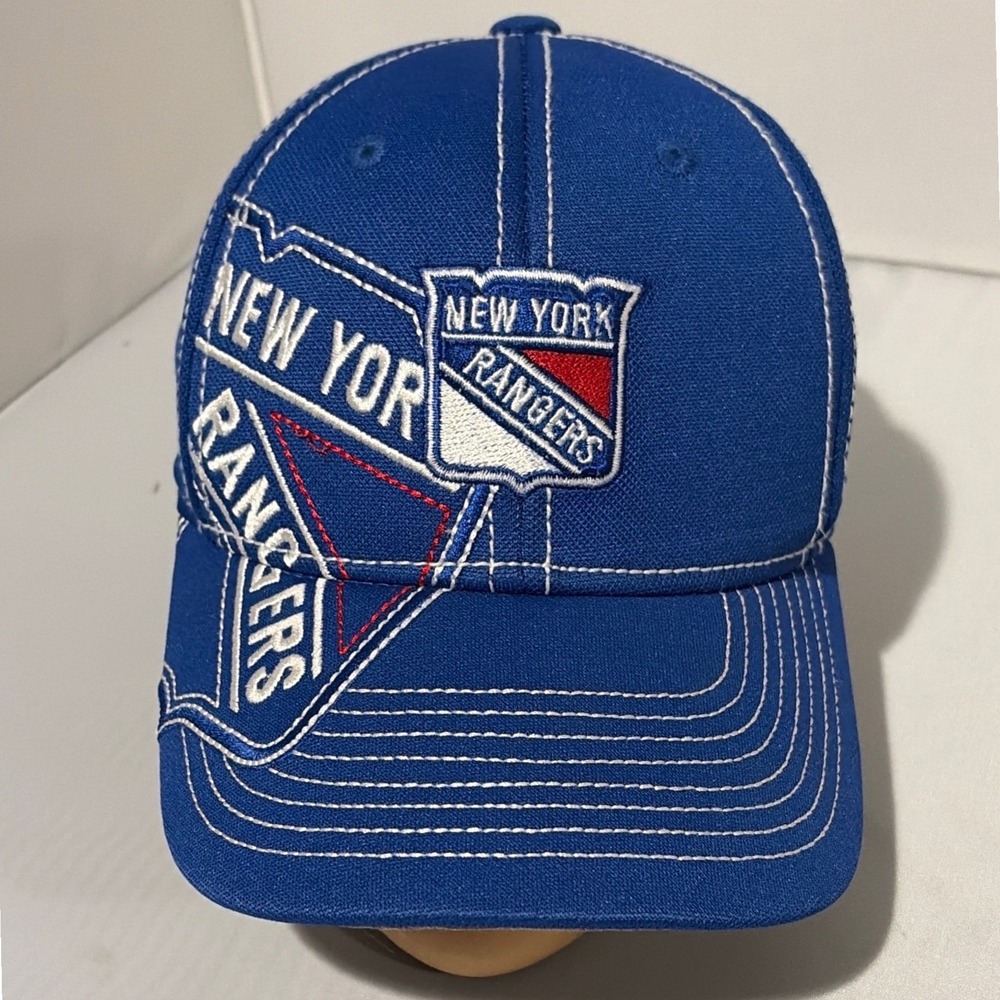 New York Rangers Reebok Center Ice Youth Hat Blue NHL Stretch Fit Cap